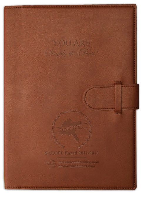 Dovana Large JournalBook (TRIO# 263903)Elastic pen loop. Tab and loop closure. Blue and silver ribbon page markers. Business card slot. 128 sheets of lined JournalBooks® refill.