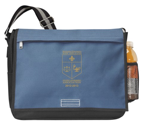 This classic messenger comes equipped with a boarded bottom, organizer panel, and stylish should strap with custom webbing. Hook-and-loop closure on main compartment. Front zippered pocket & organizer panel. Boarded bottom. Mesh water bottle pocket & adjustable shoulder strap.