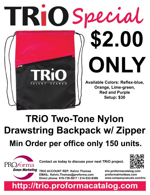 • Drawstring backpack with large colorful main storage compartment, additional black front zip pocket and cinch up closure. Features front angled zipper pocket and rubberized headphone slot. Two-tone color design, front pocket and headphone slot provide added value to the classic cinch-up bag. Made of 210D Polyester. Adjustable soft Nylon shoulder strap doubles as drawstring closure.  reinforced black grommeted corners.