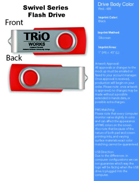 Swivel Drive. One side imprint.