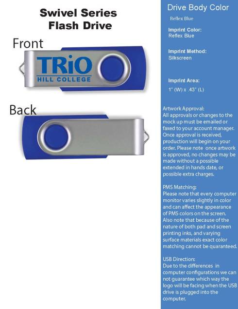 Swivel Drive. One side imprint.