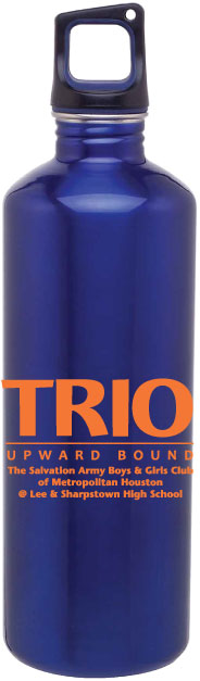 24 oz h2go single wall 18/8 stainless steel water bottle with threaded 2-tone lid.