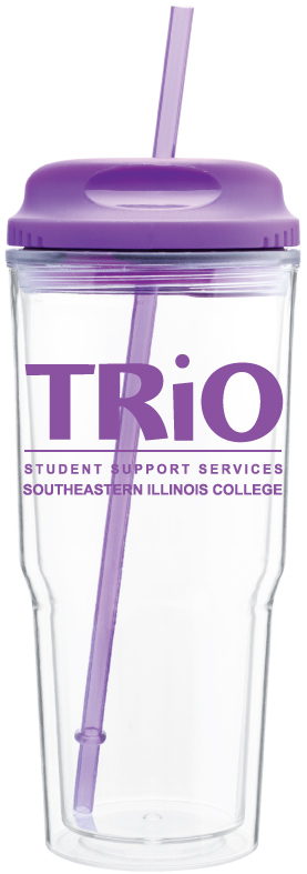 24 oz acrylic double wall tumbler with H/C threaded lid and matching straw - patent D694,416.