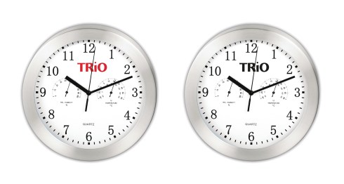 Metal wall clock and weather station.