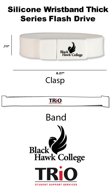 Black and Red imprint, band and clasp, on white bands.