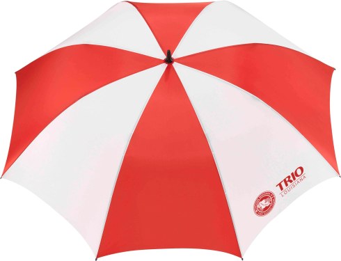 Full-size golf umbrella. Manual opening. Large canopy with matching color case. Umbrella case includes a shoulder strap. All fiberglass lightning resistant construction. Sporty ergonomic rubber handle.