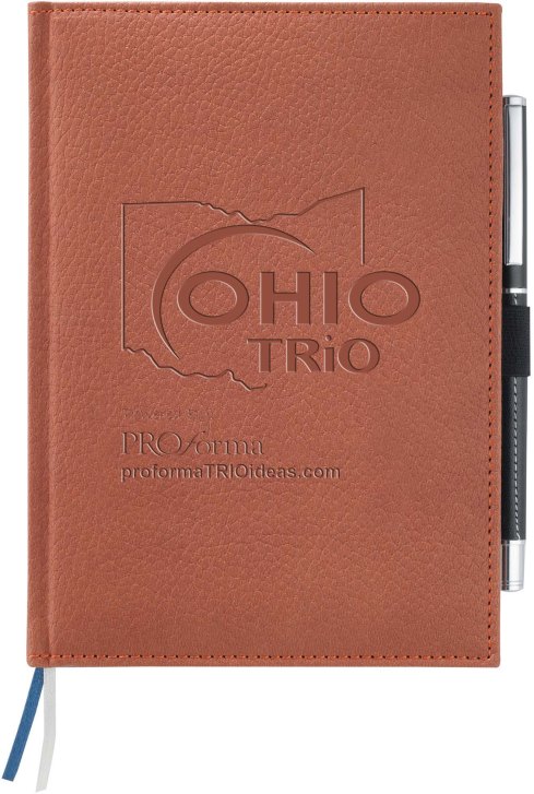 Vicenza Bound JournalBook Elastic pen loop. Blue and silver ribbon page markers. Includes 96 sheets of lined paper.