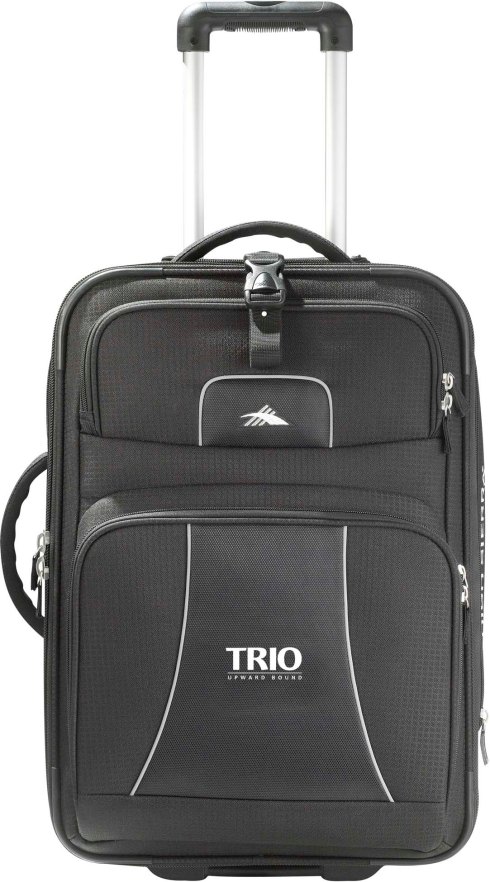 Main zippered compartment with book-style opening that expands 2.5". Zippered front accessories and ticket pockets with interior ID window. Interior large mesh pocket and clothing hold-down straps. Recessed, telescoping aircraft aluminum handle system with locking mechanism. Inline skate-style wheels. Kick plate between the wheeled housing. Tow-strap. Reflective piping. Weighs 6.8 pounds.