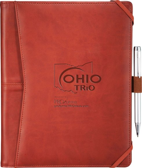 Pedova 10" Tech Pad Elastic closure. Interior tablet holder accomodates most 10" tablets including all 10" iPad models. Scratch-proof lining protects your tablet. Pen loop. Includes 30 sheet writing pad.