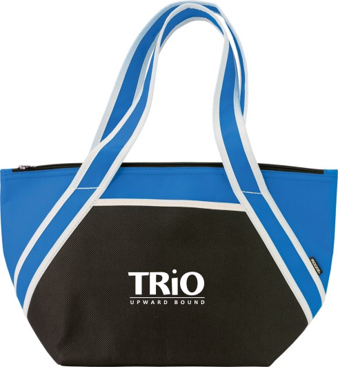 This little cooler packs a punch with over 8" depth and carrying handles--perfect for any healthy lunch. Contrast panels and front slip pocket make your logo POP!