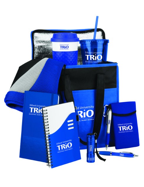 Ten items. Custom TRIO imprint on all items. $20 per set. 100 unit minimum for custom imprints.