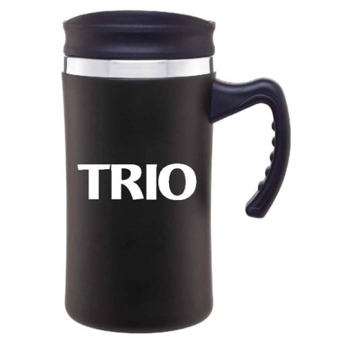 27 oz double wall 18/8 stainless steel; foam insulated with push-on lid.