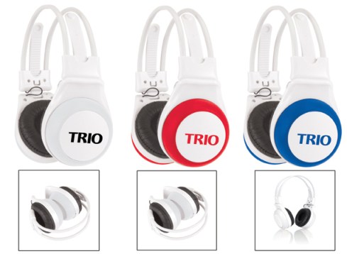 Full size adjustable stereo headphones with bold color silicone jackets, Plush cushioning allows extra comfort and stereo sound quality, Cords are hidden under silicone covers, Speaker Dimension: 1-1/16” diameter, Sensitivity: 120 dB, Frequency response: 20 Hz ~20,000Hz, Rated Power: 10mW, Plug Type: 3.5mm Stereo.