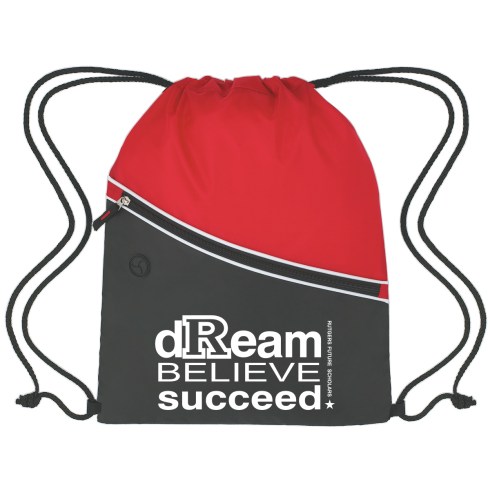 Made Of 210D Polyester. Built-In Slot For Ear Buds. Large Front Zippered Pocket. Drawstring Closure. Spot Clean/Air Dry