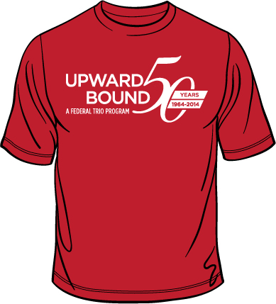 Red 100% cotton tee with white imprint. On any solid color shirt, imprint art is one color white.