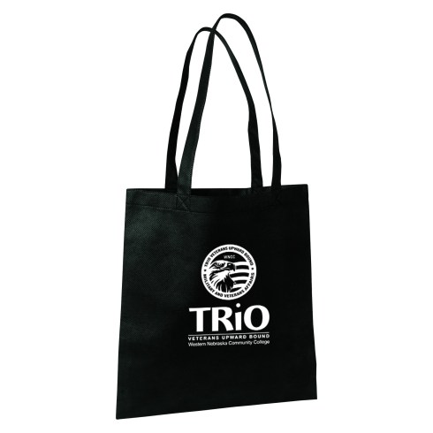Made of durable and eco friendly 80 GSM Polypropylene material.  Sleek open tote with interior seams. Reinforced handles, 22'' in length.