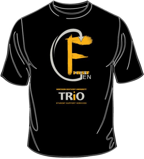 Three color front on black 100% cotton tees.