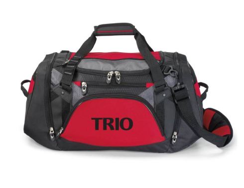 This sporty tech duffel is perfect for the gym or travel Main compartment with removable floor board for extra support Front features multiple zippered pockets for additional storage Dual zippered, gusseted side pockets with breathable mesh accents and grab handles Adjustable, removable shoulder strap with non-slip pad Top grab handles with comfort grip