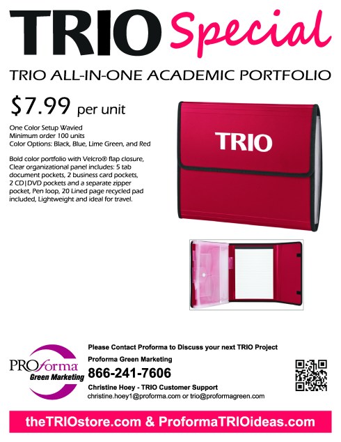 Bold color portfolio with Velcro® flap closure, Clear organizational panel includes: 5 tab document pockets, 2 business card pockets, 2 CD|DVD pockets and a separate zipper pocket, Pen loop, 20 Lined page recycled pad included, Lightweight and ideal for travel.