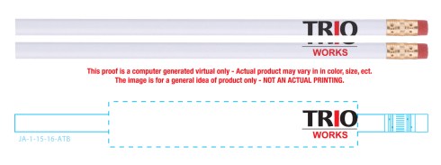 White pencil, two color imprint.