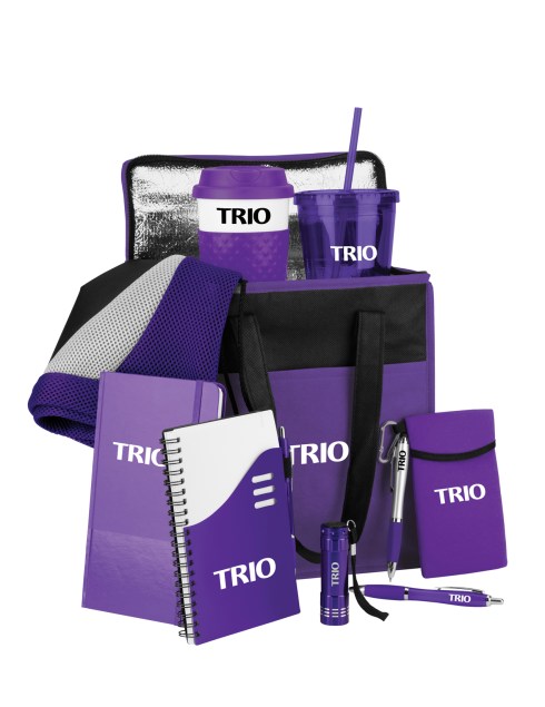 The Perfect 10 items are: Color Splash Sport Pack, Wake-Up Classic Coffee Cup, 16 oz. Everyday Tumbler, Koolie Carry-All Cooler, Kingston Journal Book, Color Wave Notebook, Renegade Aluminum Flashlight, Curvaceous Ballpoint Stylus, Curvaceous Gel Pen, Kangaroo Tech Pocket. 