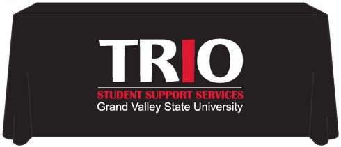 Two color imprint on black.