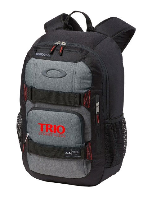 Padded eyewear pocket,front vertical-zip stash pocket with ellipse logo, dual mesh water bottle pockets, internal pocket holds up to 15" laptop, additional padded tablet sleeve, internal organizational panel & padded straps. 200 d polyester, 600d polyester lining.100% Polyester 