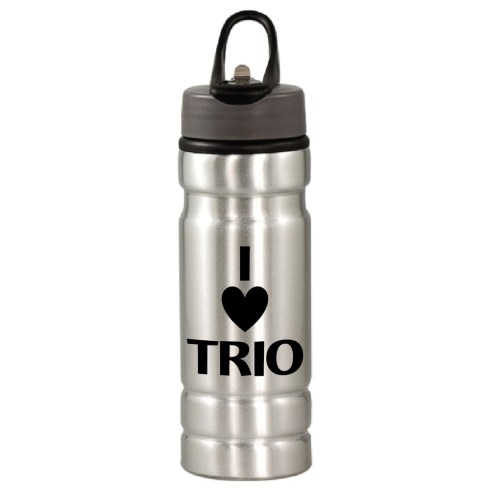 Unique leak resistant cap with flip-up straw spout. Highest quality aluminum sports bottle with BPA free liner. Accented design yields a large imprint area and easy grip. Carrying handle makes attaching to bags and carabiners easy.