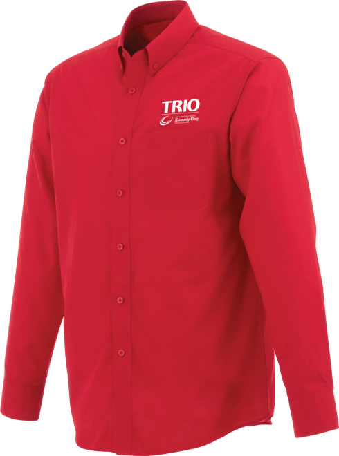 The Preston shirt is a 65% polyester, 35% cotton poplin woven fabric blend. It has an upper patch pocket with a hidden utility loop that is perfect for holding spare pens. This versatile Ez-care shirt is available in ten colors.