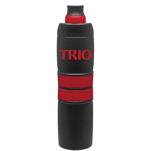 20.9 oz double wall 18/8 stainless steel copper vacuum insulated bottle with threaded accent lid and matching silicone bands - retail gift box included.