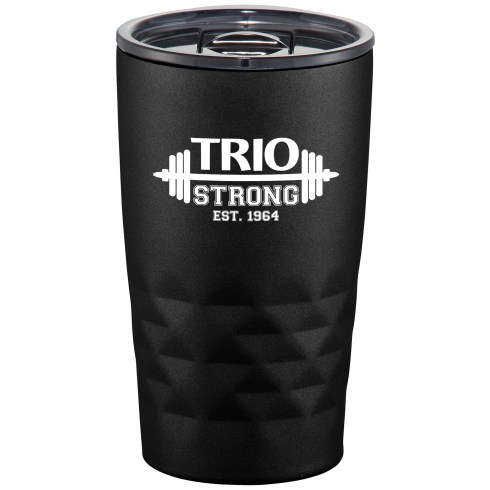 Part of our Bold Geometry trend collection this style is defined by angles that create a great tactile and visual experience. Double-wall vacuum construction with copper insulation. Keeps drinks hot for 8 hours and cold for 24 hours. The construction also prevents condensation on the outside of the tumbler. Compact design fits easily under most single cup or K-cup coffee makers as well as in all standard cup holders. Easy sipping, push-on lid with slide closure. Wide opening for comfortable filling and pouring. Leed’s Exclusive. 14oz.