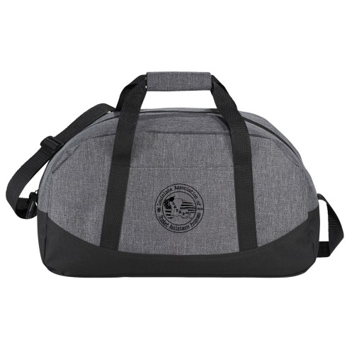 This stylish duffel bag stays on trend at a great value. The heathered material stands out from the rest. Perfect size for overnight stays. Permanent adjustable shoulder strap.